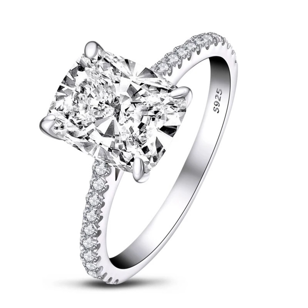 2.5 CT Diamond Cushion Cut French Pave’ Solitaire Ring